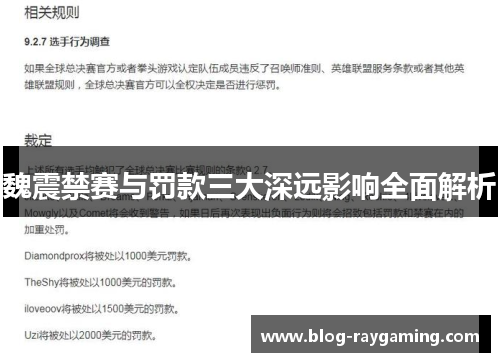 魏震禁赛与罚款三大深远影响全面解析
